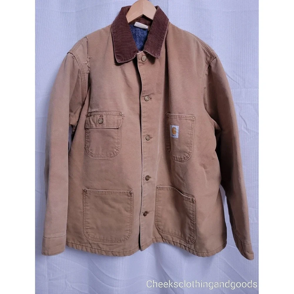 Vintage Carhartt Blanket Lined Chore Work Duck Jacket size 46 Made in USA